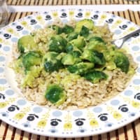 Rice with coconut milk curry and brussels sprouts