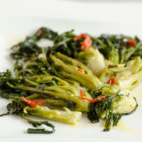 Broccoli fiolaro of creazzo in the pan