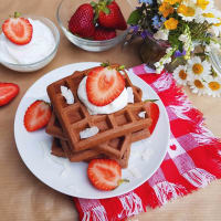 Waffle proteici cocco e cioccolato