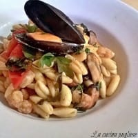 Cavatelli with rucola shrimp and mussels