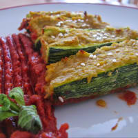 Barchette Calabacín relleno con lentejas de menta