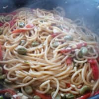 Spaghetti, beans, asparagus, tomatoes and seasoned ricotta step 9