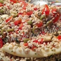 Orzo perlato con strisce di totano e olive step 3