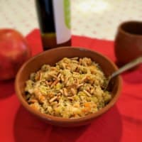 La quinoa con puerros, calabaza y piñones tostados