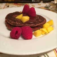 Vegan pancake with mango