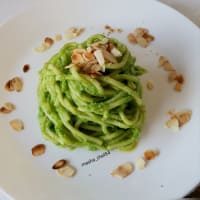 Troccoli con pesto de rúcula