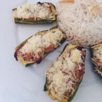 Stuffed zucchini sausages