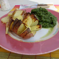 Baked potatoes with chard hummus step 5