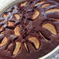 Soft chocolate cake and pear watercake