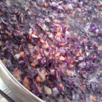Aterciopelados púrpura repollo, zanahorias y migas de pan de jengibre con sabor paso 3