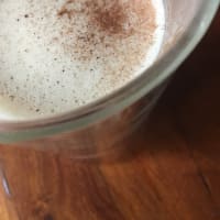 Almond milk with toasted hazelnut flour and honey