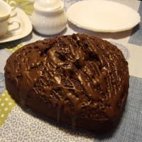 Sweet chocolate cake and raspberries step 1