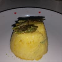 Potato cake and asparagus