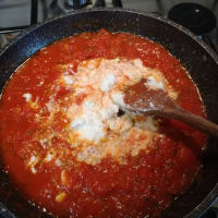 Linguine with homemade red pesto step 2