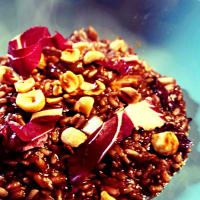 Brown rice with red chicory and toasted hazelnuts step 4