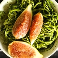 Zoodels uncooked spaghetti with pesto and fioroni step 4