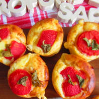 Savory Muffins With Cooked Ham, Cheese And Cherry Tomatoes