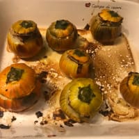 Stuffed red round aubergines Stuffed red round aubergines