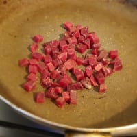 Mushroom cream with diced bresaola and croutons step 5