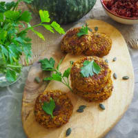 Croquetas de arroz rojo y calabaza