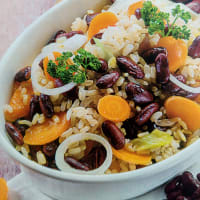 Arroz semi integral con verduras y frijoles