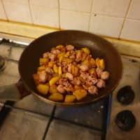 Chunks of sausage and potatoes step 3