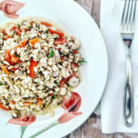 Barley Shrimp Clams and cherry tomatoes