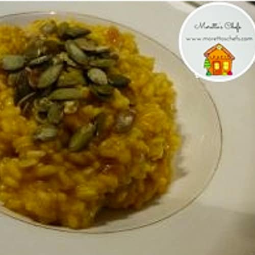 Pumpkin Risotto and Ragusa with crunchy seeds