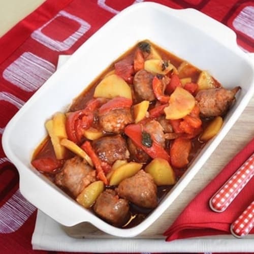 Sausage with potatoes and peppers