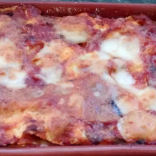 Homemade lasagna with eggplant sauce