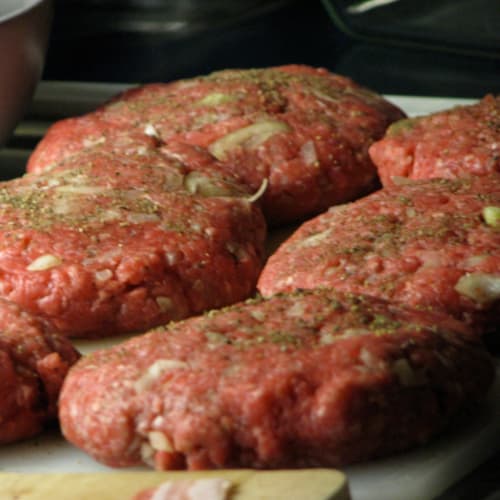 Homemade hamburgers with olives