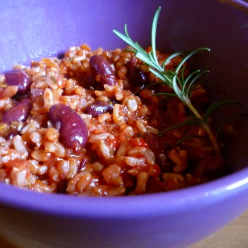 Risotto integral to Mexican beans