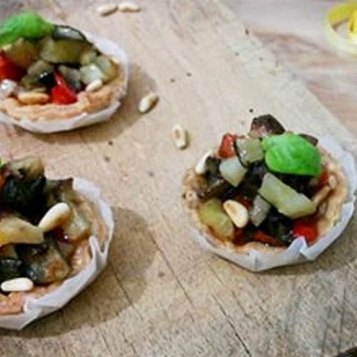 Tarts ratatouille and pine nuts