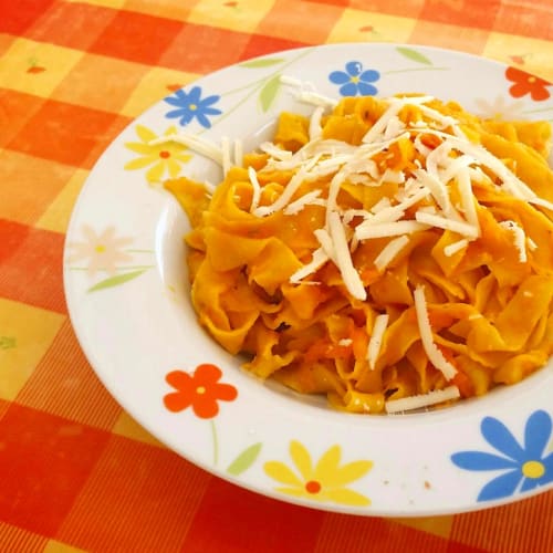 Pasta orange yellow and red