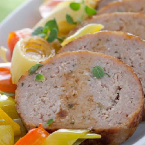 turkey roll with leeks and peppers