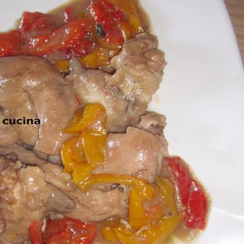 Chicken and sweet and sour peppers