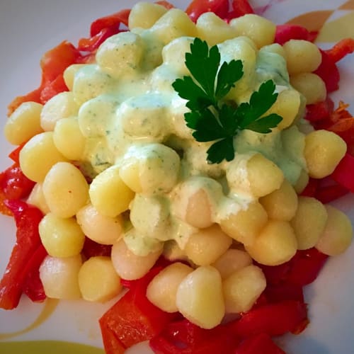 Gnocchi with herb cream