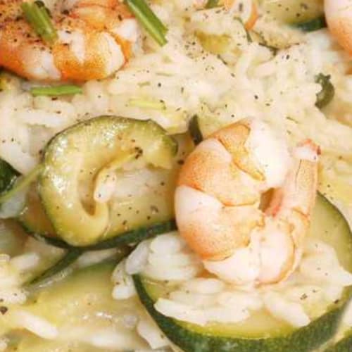 Risotto with zucchini and shrimp