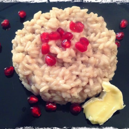 Risotto con camembert y granada