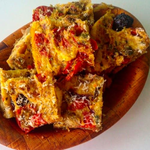 Squares of polenta to the Mediterranean