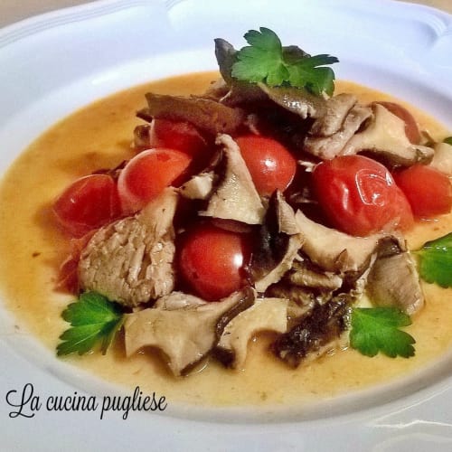 setas cardoncelli con tomates cherry