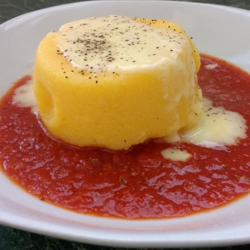 Polenta pie with Taleggio