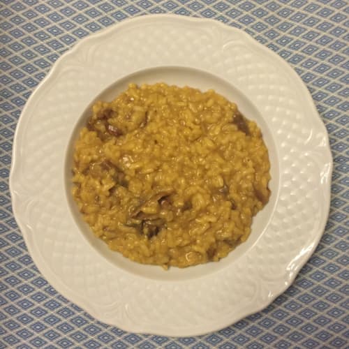 Risotto con setas y azafrán