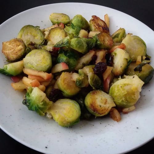 Brussels sprouts with caramelized apples and cranberries