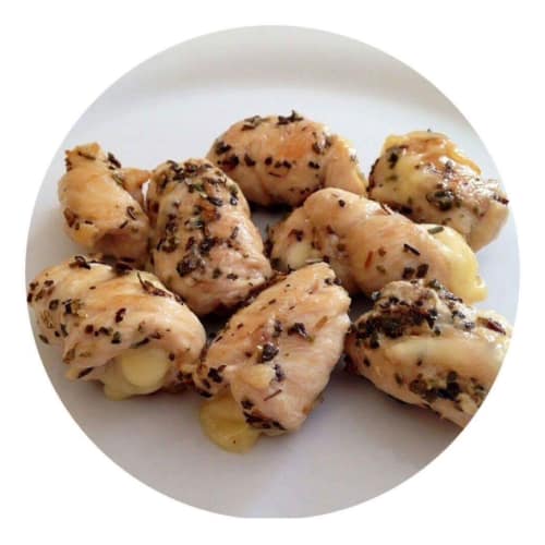 Chicken morsels and Emmental cheese with butter and sage