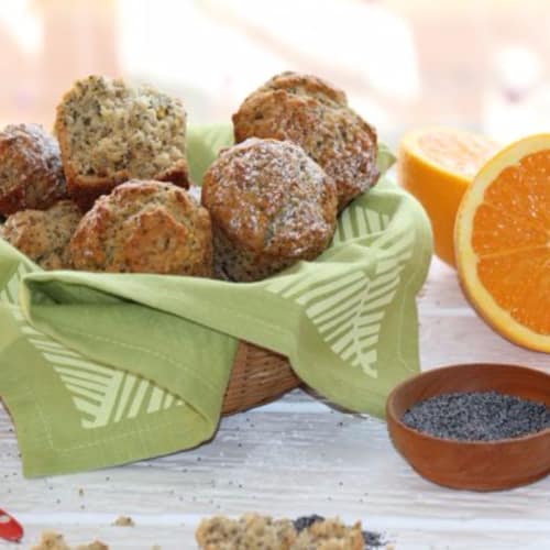 Muffin all'arancia con semi di papavero