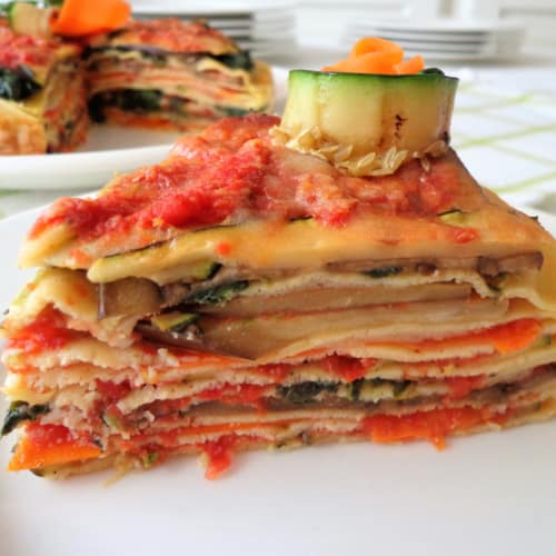 Cake crepes with grilled vegetables