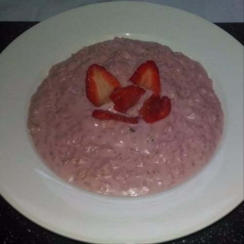 Risotto con fresas y cebollino