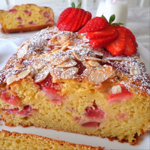 Plumcake with strawberries and ricotta without butter