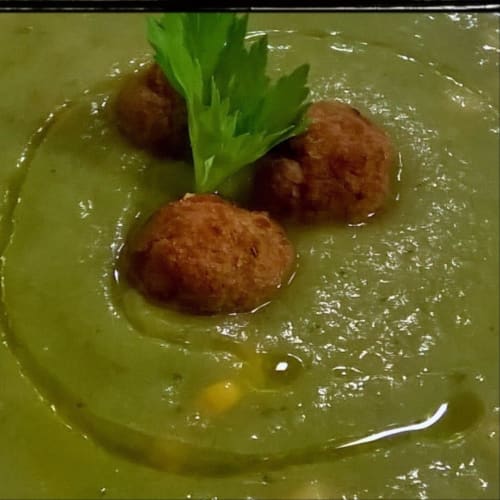 Vellutata dolce con mais e polpette di tacchino